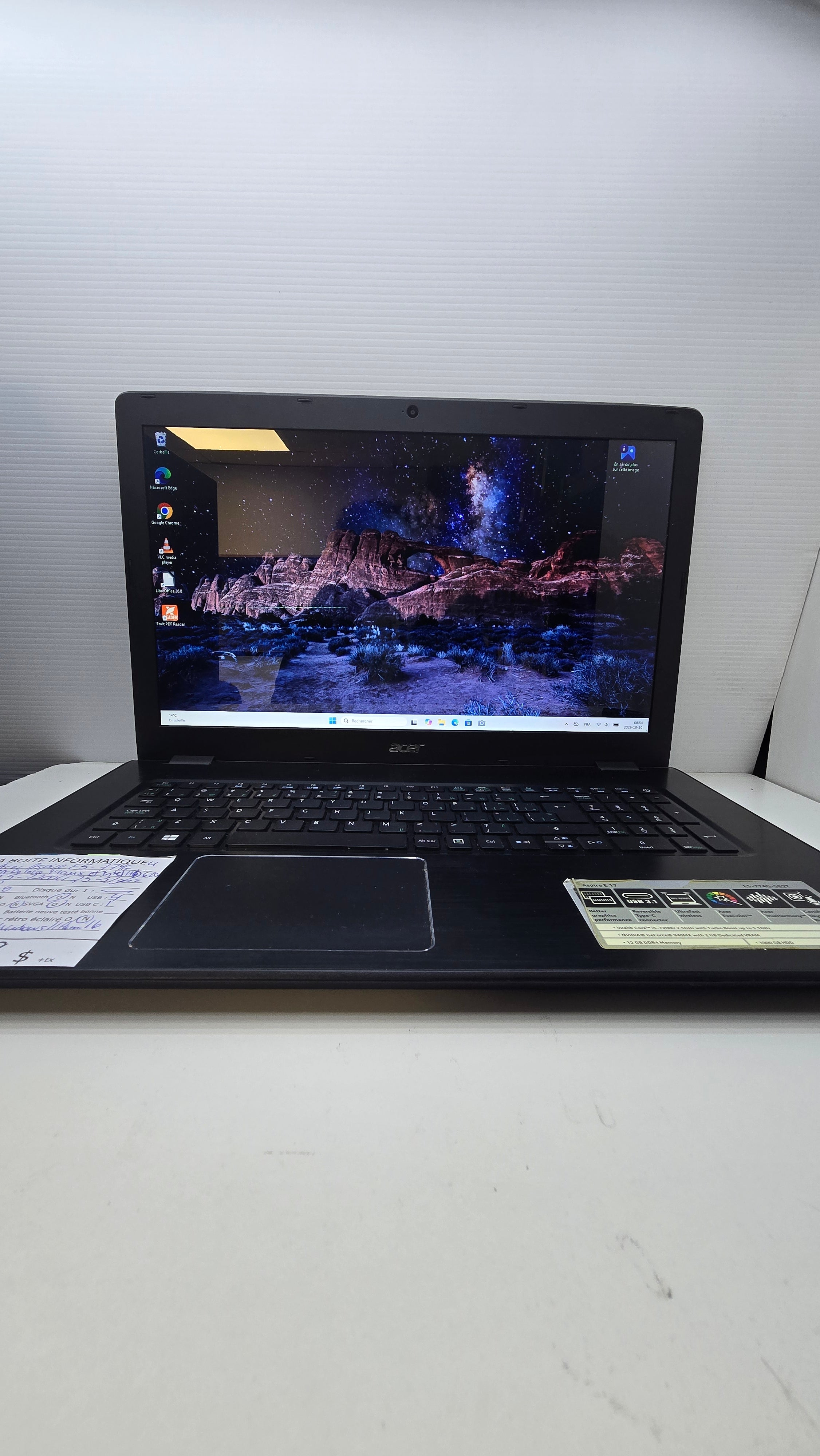 Acer Aspire E5-774G ouvert