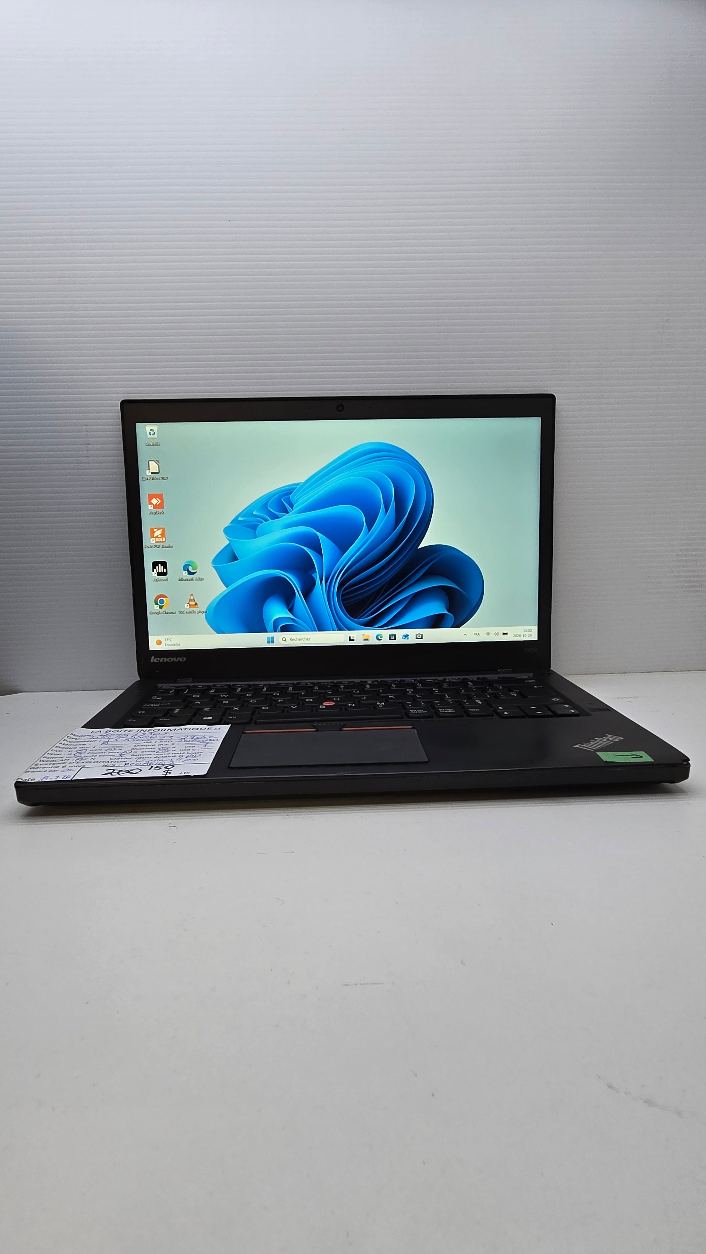 Lenovo ThinkPad T450s ouvert — clavier et écran